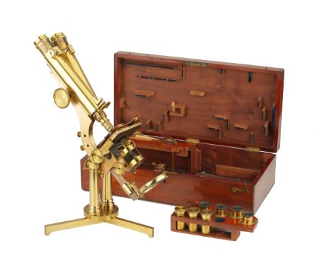 A Smith & Beck Best No.1 Portable Binocular Microscope, English, circa 1861*, signed in script to the foot, Smith & Beck, 6 C