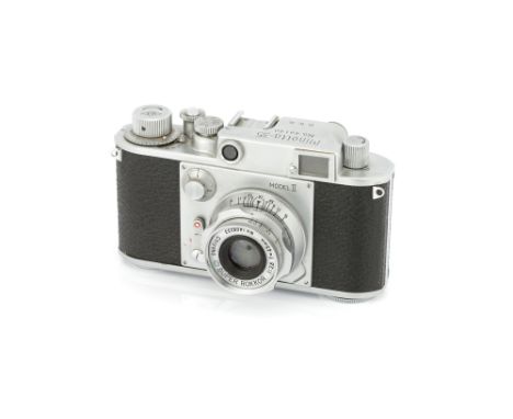 A Minolta 35 Model II Rangefinder Camera, 1953, chrome, serial no. 49140, with Chiyoko Super Rokkor f/2.8 45mm lens, chrome, 