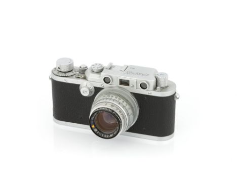 A Premier Instruments Kardon Civilian Rangefinder Camera, 1945, chrome, serial no. 693, with Kodak Ektar f/2 47mm lens, chrom