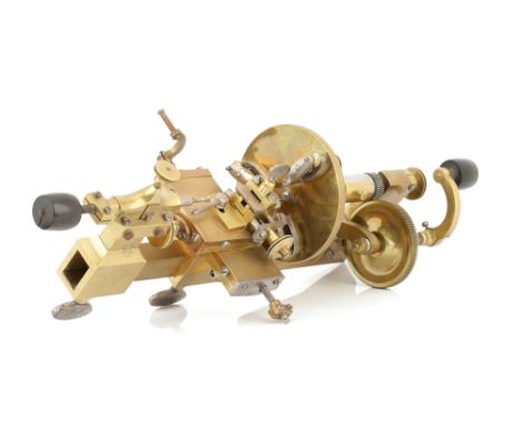A Geared, Late 19th Century Watchmakers Lathe, English, Late 19th Century, unsigned, with hand crank driven gear to main stee