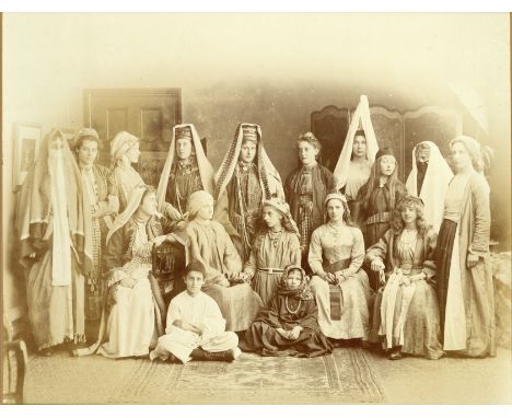 A Photograph of Young Women in Middle Eastern Dress, large albumen print, 19th century, women in traditional Syrian, Armenian
