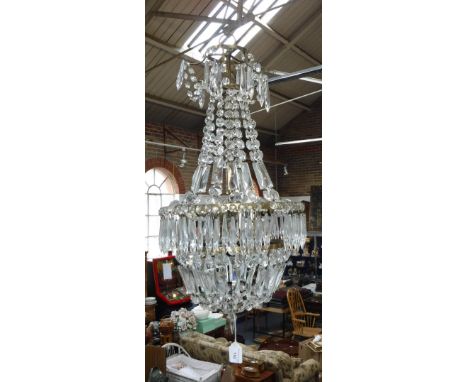 A VICTORIAN STYLE CHANDELIER with cut-glass prismatic drops