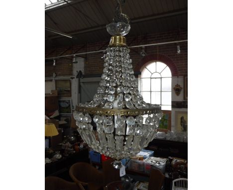 A VICTORIAN STYLE CHANDELIER with cut-glass prismatic drops