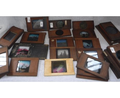 A LARGE COLLECTION OF MAGIC LANTERN SLIDES including lighthouses and other subjects