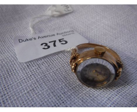 ROTARY: A LADIES WATCH RING on an unmarked yellow metal shank