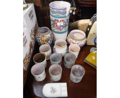 A COLLECTION OF VARIOUS POOLE POTTERY VASES and an ashtray (13)