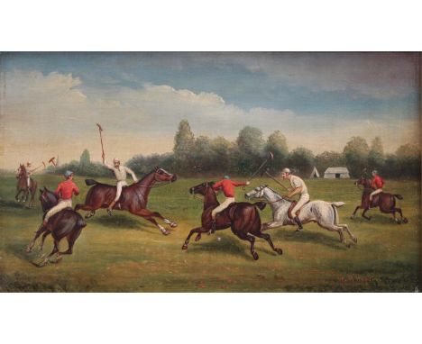 WILLIAM H. HOPKINS (Fl.1853-1892) A POLO MATCH Signed, oil on canvas 14.5 x 24.5cm. Provenance: Billingshurst, Sothebys, July