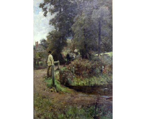 JOHN WHITE (1851-1933) WAITING FOR THE TEAM Signed and dated 1880, bears signature and title on the stretcher, oil on canvas,