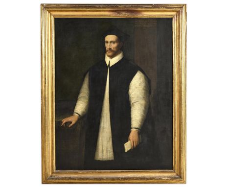 FOLLOWER OF SCIPIONE PULZONE (1544-1598) PORTRAIT OF A CARDINAL Standing three quarter length, wearing vestments and a cardin