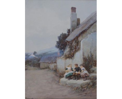 JOHN WHITE (1851-1933) SHARE AND SHARE ALIKE, BRANSCOMBE, DEVON Signed, watercolour and bodycolour 34.5 x 24.5cm. ++ Slight f