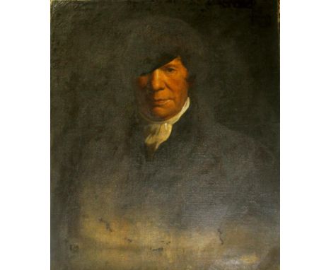 CIRCLE OF JOHN OPIE, RA (1761-1807) PORTRAIT OF A GENTLEMAN Quarter length, wearing a dark coat and white neckcloth, his hair