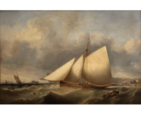 CIRCLE OF NICHOLAS MATTHEW CONDY (1818-1851) A GAFF-RIGGED SCHOONER AND OTHER VESSELS IN CHOPPY WATERS Oil on board 32 x 47cm