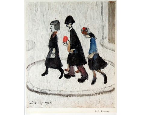 After Laurence Stephen Lowry (1887-1976), My Family, off set lithograph, 21cm x 26.5cm, blindstamp lower left, signed in penc