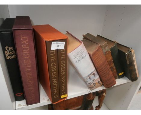 shelf of hard back books