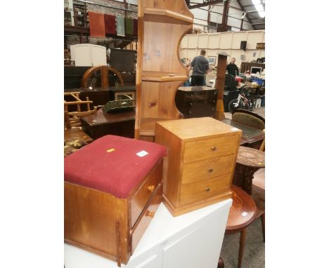 2 small chests of drawers and a wall hanging corner shelf