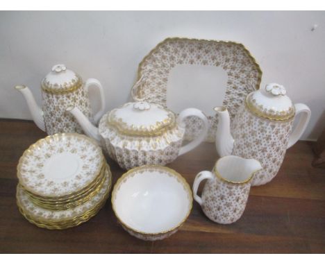 A selection of Spode Fleur de Lys pattern china to include a teapot, coffee pot and othersNo noticeable damage.