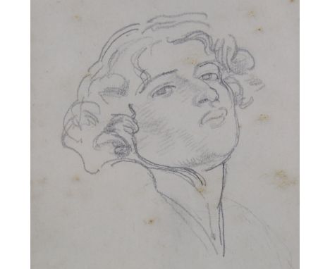 Attributed to Matthew Smith, small pencil sketch, head portrait, unsigned, sheet size 4.75" x 3.5", framedFoxing and discolou