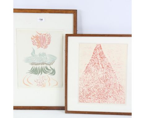 Jacques Herold, original lithograph for XXe Siecle 1972, 12.5" x 9.5", and Henri Michaux, original zincograph, 1958 XXe Siecl