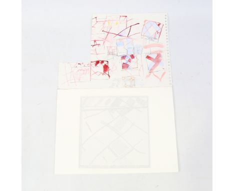 Sandra Blow (1925 - 2006), a page of studies from a sketchbook, 8" x 11", and a proof lithograph (2)Sheet of sketches has 1 c