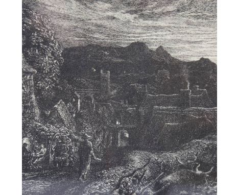 Samuel Palmer, lithograph, The Bellman, 6.5" x 9", framedGood condition 