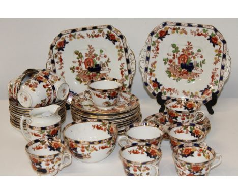 A large vintage Staffordshire bone china tea service 39 pieces 