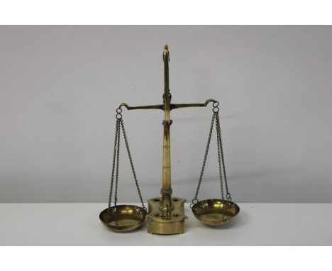 A set of vintage brass scales &amp; weights 
