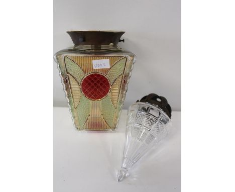 Two quality  vintage glass light fittings h25cm &amp; h26 