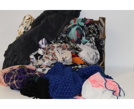 A box of vintage Ladies scarfs most are new with tags &amp; other items. some high street brands 