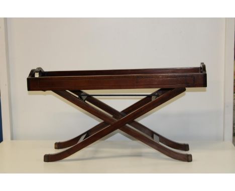 A vintage style mahogany serving tray on stand 78x28x40cm Collection only 