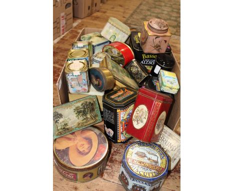 A large selection of vintage tins 