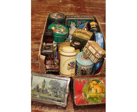 A large selection of vintage tins 