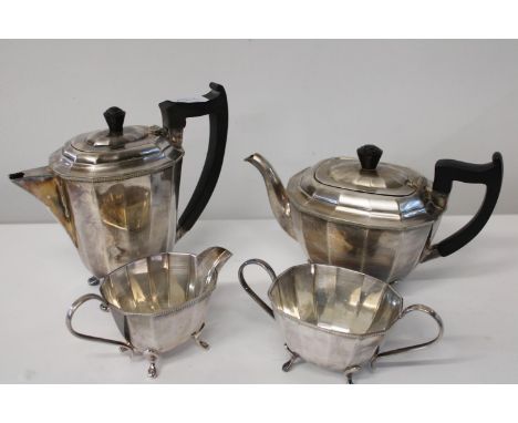 A vintage EPNS tea service (damage to milk jug) 