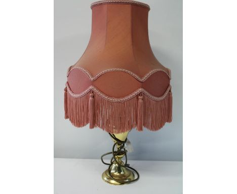 A vintage brass based table lamp &amp; shade 