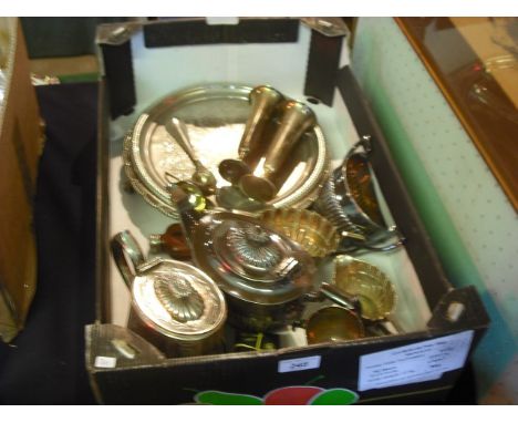 A mixed lot of silver plate, including two trays, Edwardian part-tea service, trophy cup, goblet and other items, together wi