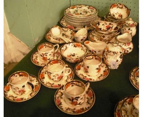 A mixed lot of Masons Ironstone Mandalay pattern tableware, various, including sauce boat and stand, covered preserve pot, fi