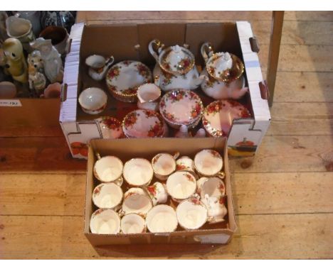 A Royal Albert Old Country Roses part-tea service, 1st & 2nd quality with some rubbing to gilding.