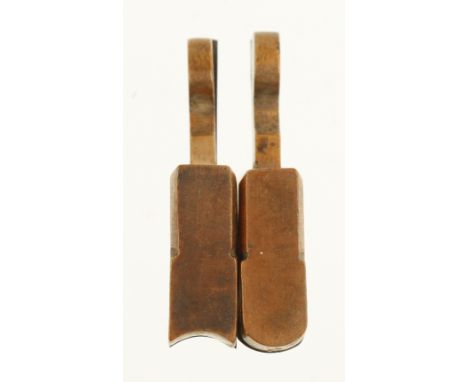 A fine pair of miniature boxwood compassed H &amp; R planes 1 3/8" x 3/8" G++