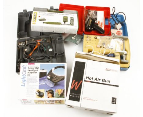 A hot air gun, PROXXON multi tool and 4 other items G