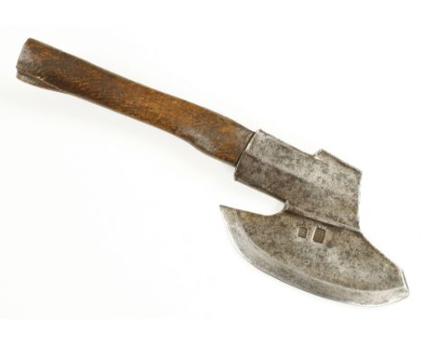 An 18c European R/H side axe with two touch marks and curved 8" edge G+