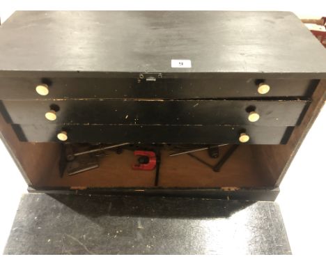 A three drawer engineers chest with some tools G