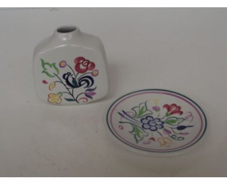 Poole pottery vase and Poole pottery pin dish 