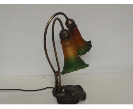 Art nouveau style two branch table lamp 