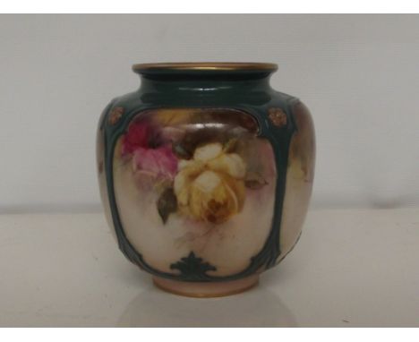 Royal Worcester Hadley ware squat vase, height 9cm 