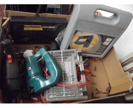 Box of power tools and hand tools 