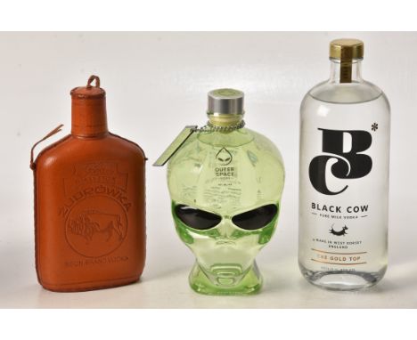 Outer Space Vodka 40% vol 70cl 1 bt Black cow Vodka 40% vol 70cl 1 bt  Zubrowka Bison Brannd Vodka  35cl 1 bt Above 3 bts Fro