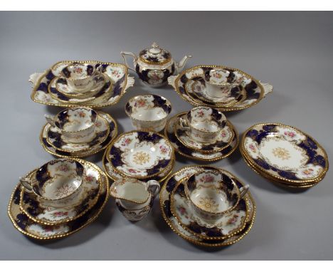 A Collection of Coalport Batwing Teawares to Include Two Bread and Butter Plates, Six Trios, Teapot, Sugar, Cream, Three Side