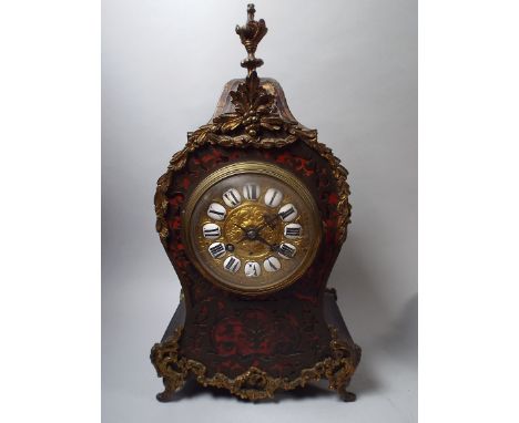 A Late 19th Century French Boulle Mantel Clock with Ormolu Mounts. 
