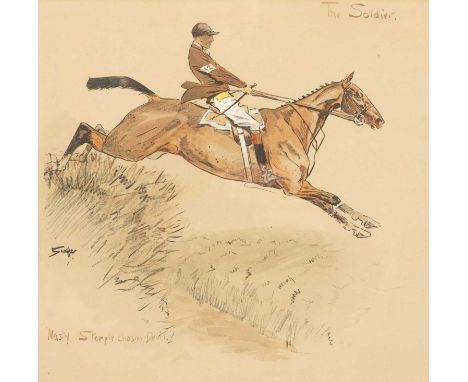 ARR 'Snaffles' Charles Johnson Payne (1884-1967)The Soldier, Nasty Steeplechasin' Devillithograph in colours32cm x 33cm  Fram