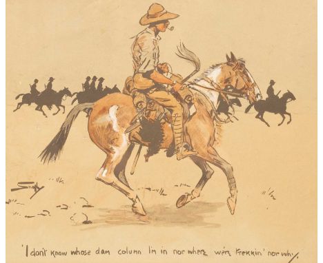 ARR 'Snaffles' Charles Johnson Payne (1884-1967)'I don't know whose dam' column I'm in nor where we're trekkin' nor why.'lith