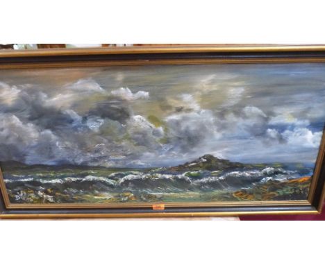 B.W. WINTERS. BRITISH 20th CENTURY A seascape. Signed initials and dated '76. Oil on canvas 18' x 40'